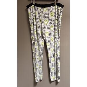 Meundies Unisex Modal PJ Lounge Pants Smileys Beige NeonGreen Back Pockets Sz 2X